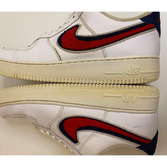Nike Air Force 1‎ Low 3D Chenille Swoosh Men\'s Size 12 White Red Blue 823511-106 main image 6